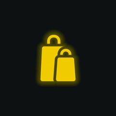 Bags yellow glowing neon icon