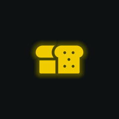 Bread yellow glowing neon icon