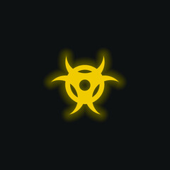 Biohazard yellow glowing neon icon