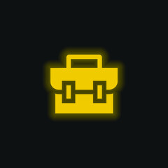 Briefcase yellow glowing neon icon