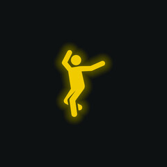 Breakdance yellow glowing neon icon