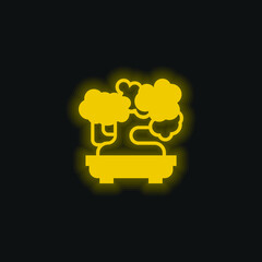 Bonsai yellow glowing neon icon