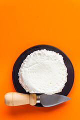 Ricotta romana soft cheese cow or goat milk healthy meal food diet snack on the table copy space food background rustic. top view