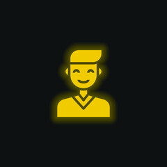 Boy yellow glowing neon icon
