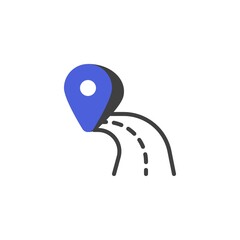 Road with pin pointer line icon