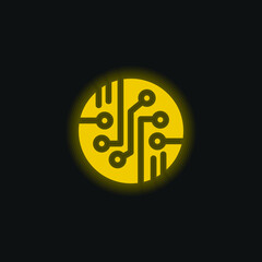 Bio Sensor yellow glowing neon icon
