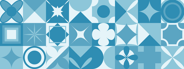 blue winter background geometrical pattern horizontal banner