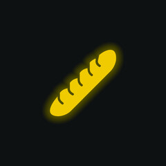 Baguette yellow glowing neon icon