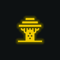 Baobab yellow glowing neon icon