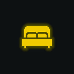 Bed yellow glowing neon icon