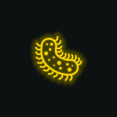 Bacteria yellow glowing neon icon