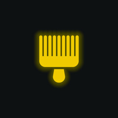 Afro Pick yellow glowing neon icon
