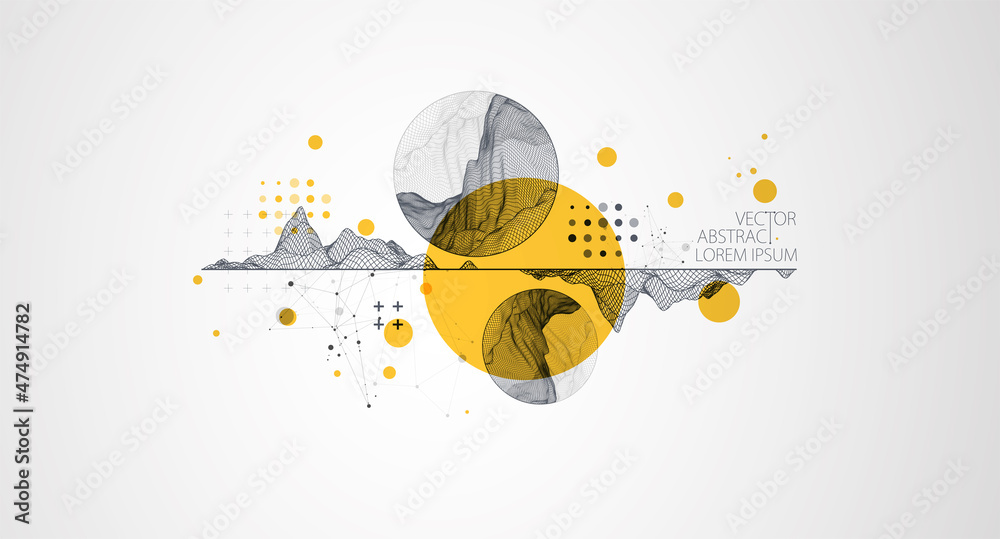 Aufkleber Trendy abstract wireframe background. Modern science or technology art elements. Surface illustration. Vector.