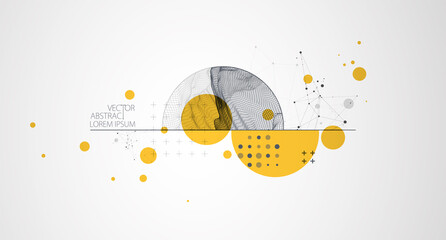 Trendy abstract wireframe background. Modern science or technology art elements. Surface illustration. Vector.