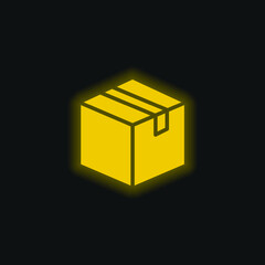 Box yellow glowing neon icon