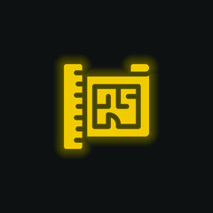 Blueprint yellow glowing neon icon