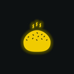 Bread Roll yellow glowing neon icon
