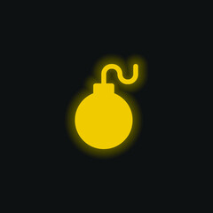 Bomb yellow glowing neon icon