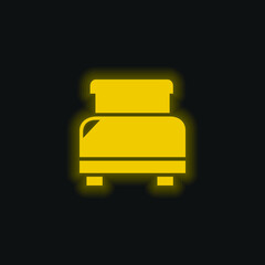 Black Bed yellow glowing neon icon