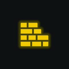 Brickwall yellow glowing neon icon