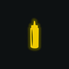 Black Bottle Sauce Container yellow glowing neon icon