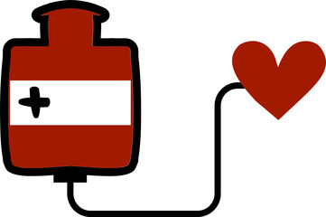 Blood bag give heart icon
