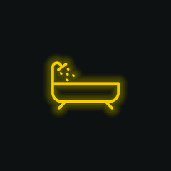 Bathtub yellow glowing neon icon