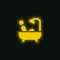 Bathtub yellow glowing neon icon
