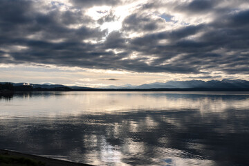 sunrise on Yellowstone lake in Yellowstone National Park in Wyoming