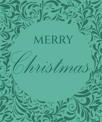 Greeting card on a light green background with decorative elements, calligraphy, inscription merry christmas, new year 2022, banner, postcard, background, christmas card, christmas background, vector