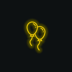 Balloons yellow glowing neon icon