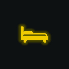 Bed yellow glowing neon icon