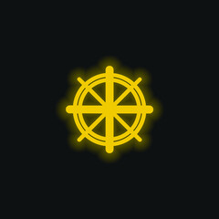 Boat Helm yellow glowing neon icon