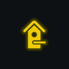 Bird House yellow glowing neon icon