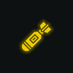 Bomb yellow glowing neon icon