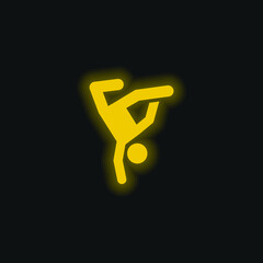 Breakdance yellow glowing neon icon