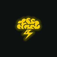 Brainstorm yellow glowing neon icon