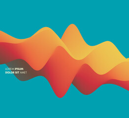 3D abstract wavy background with modern gradient colors. Motion sound wave. Vector illustration for banner, flyer, brochure, booklet, presentation or websites design.