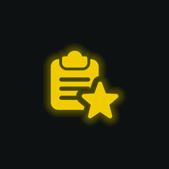 Bookmark yellow glowing neon icon