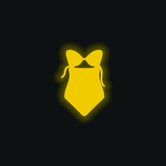 Bikini One Piece Swimwear yellow glowing neon icon