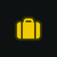 Briefcase yellow glowing neon icon