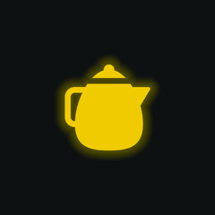 Big Teapot yellow glowing neon icon