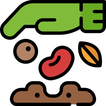 hand planting seeds in brown soil clip art preview