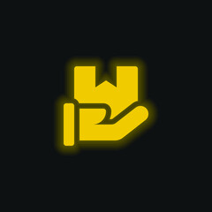 Box yellow glowing neon icon