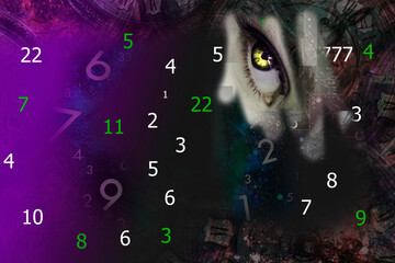 Numbers on a mystical background, numerology
