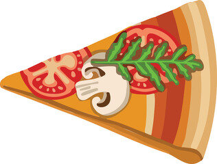 Delicious drawn slice of pizza with cheese illustration