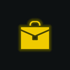 Briefcase yellow glowing neon icon