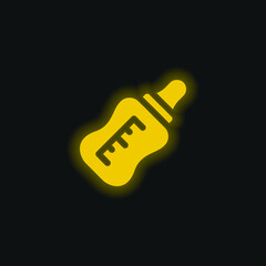 Baby Bottle yellow glowing neon icon