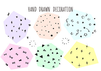 手描き　装飾　フレーム　ざらざらタッチ　アナログ　セット	