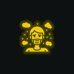 Air Pollution yellow glowing neon icon